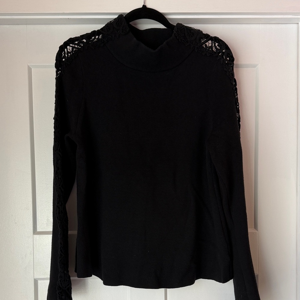 Anthropologie lace mock neck sweater